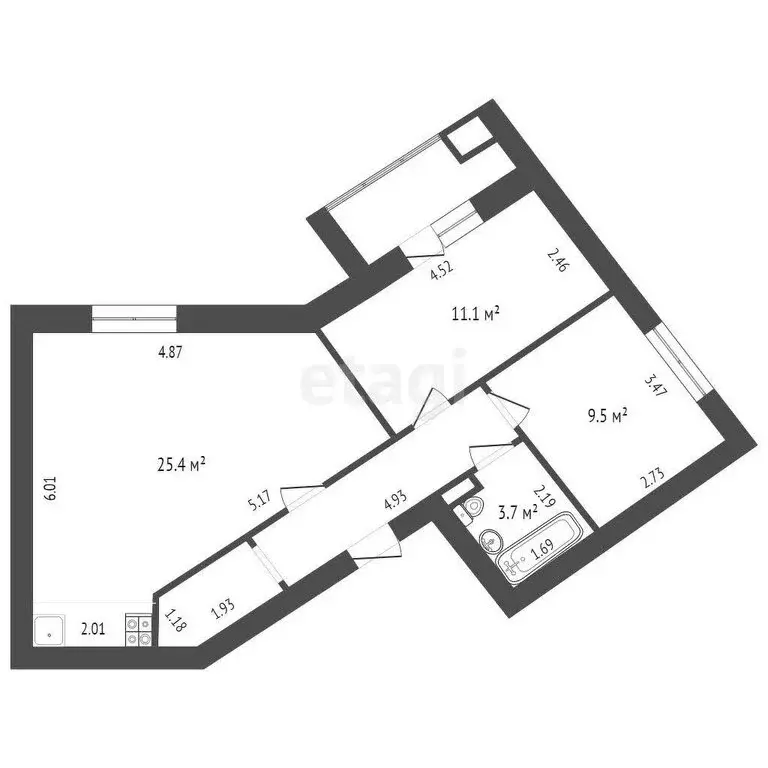 2-комнатная квартира: Ишим, Московская улица, 25 (58 м) - Фото 0