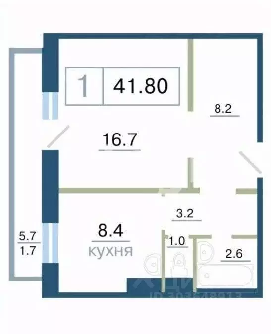 1-к кв. Красноярский край, Красноярск ул. Дубровинского, 110А (41.8 м) - Фото 0