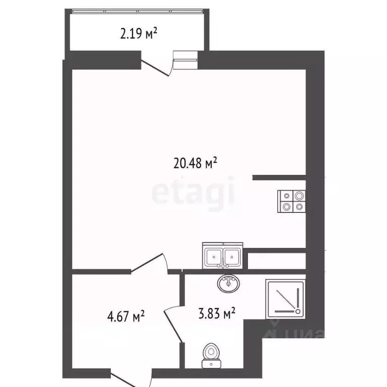 Студия Санкт-Петербург просп. Александровской фермы, 8 (29.1 м) - Фото 2