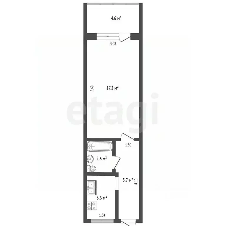 1-к кв. Крым, Ялта ул. Кирова, 136 (33.7 м) - Фото 2