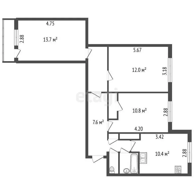 3-комнатная квартира: Сертолово, улица Молодцова, 1 (66.6 м) - Фото 1
