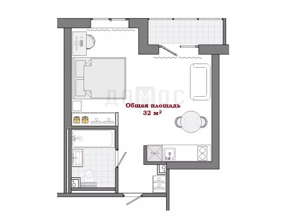 Квартира-студия: Екатеринбург, улица Свердлова, 32Б (32 м) - Фото 1