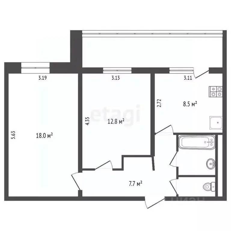 2-к кв. Камчатский край, Петропавловск-Камчатский ул. Савченко, 18к1 ... - Фото 1