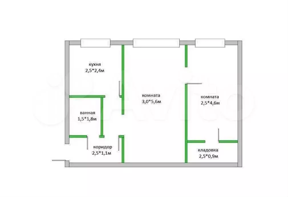 2-к. квартира, 45 м, 1/5 эт. - Фото 0