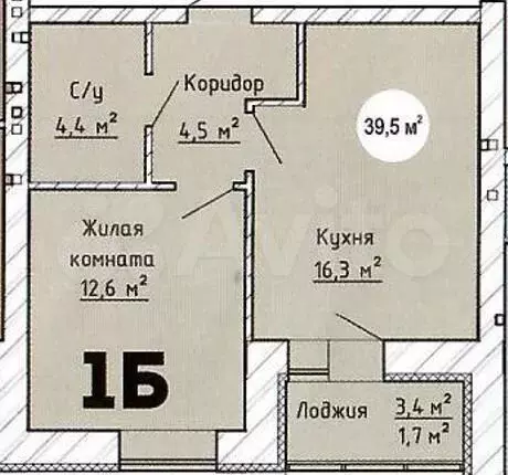 1-к. квартира, 39,5 м, 8/8 эт. - Фото 1