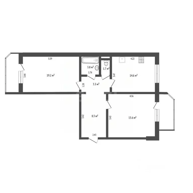2-к кв. Тюменская область, Тюмень Широтная ул., 136к5 (67.0 м) - Фото 1