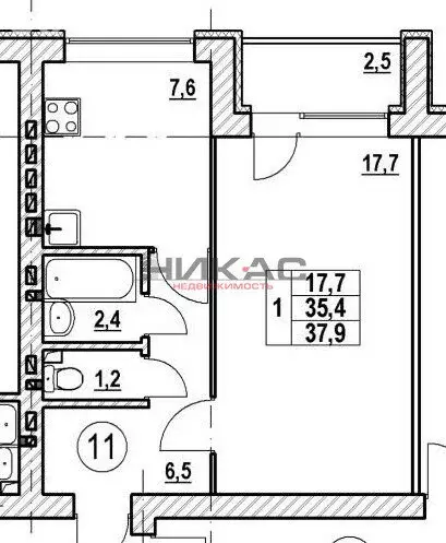 1-комнатная квартира: посёлок Красный Бор, Сосновый проезд, 5 (36.7 м) - Фото 2