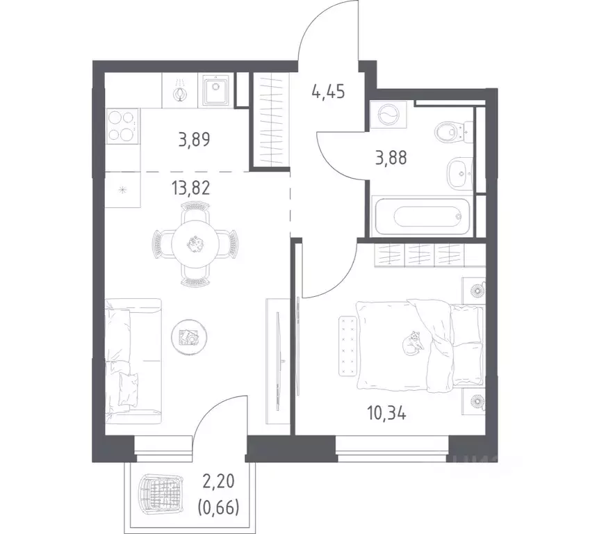 1-к кв. Московская область, Домодедово городской округ, с. Ям ... - Фото 1