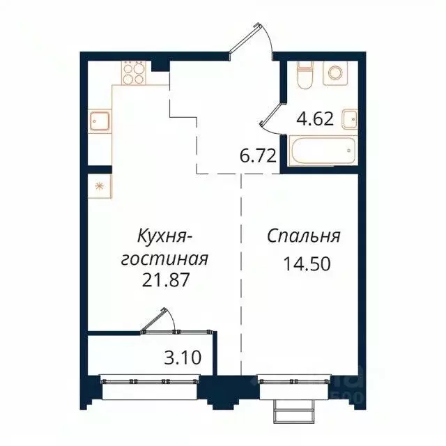 1-к кв. Иркутская область, Иркутск Байкальская ул., 246Б (50.8 м) - Фото 1
