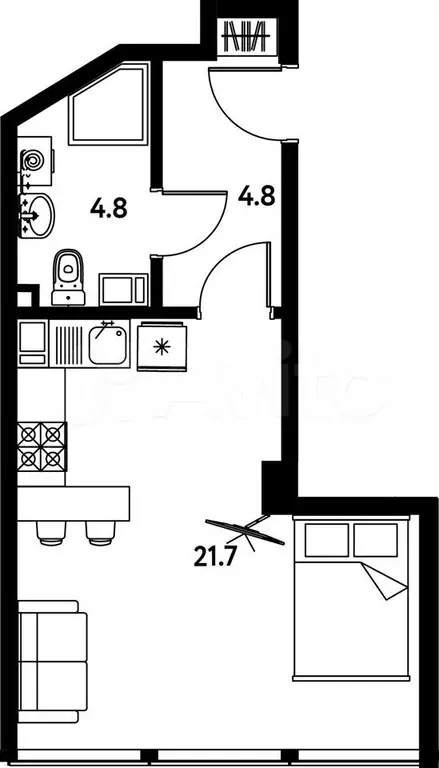 Апартаменты-студия, 30,5 м, 8/10 эт. - Фото 0