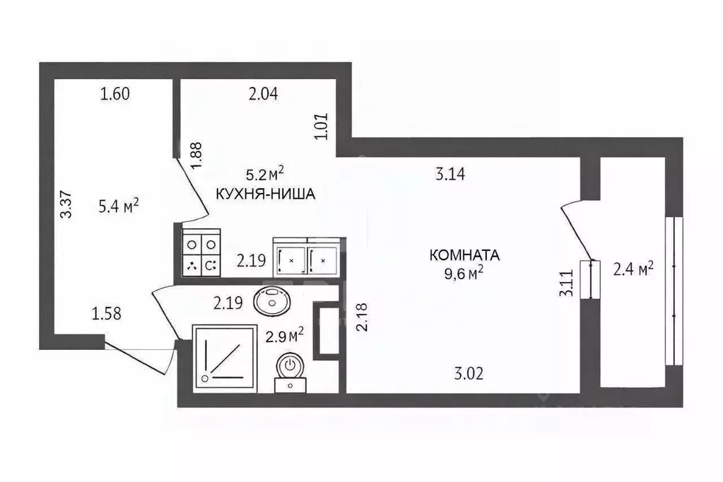 Студия Санкт-Петербург Полюстровский просп., 75 (23.1 м) - Фото 2