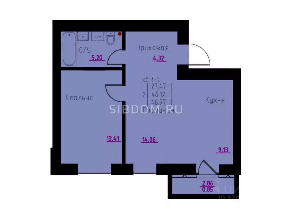 Студия Красноярский край, Красноярск ул. Петра Подзолкова, 12 (46.2 м) - Фото 1
