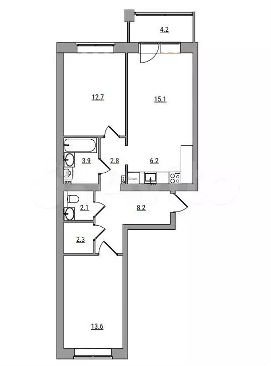 3-к. квартира, 71,1 м, 6/6 эт. - Фото 1