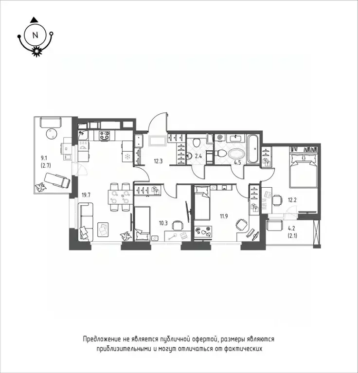 3-к кв. Омская область, Омск Зеленая река мкр, 11 (78.1 м) - Фото 0