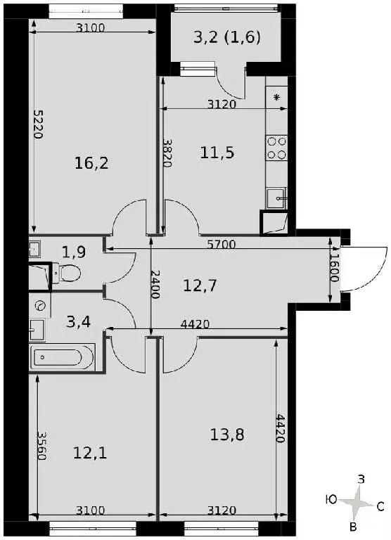 Продается 3-комнатная квартира - Фото 1
