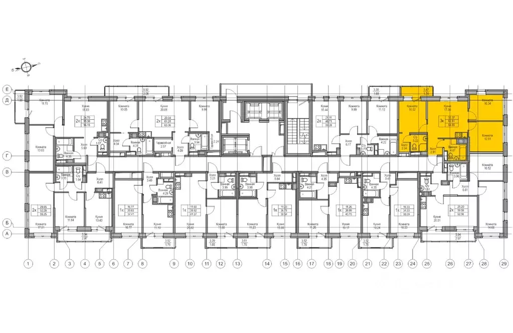 3-к кв. Санкт-Петербург ул. Ивинская, 1к3 (62.81 м) - Фото 1