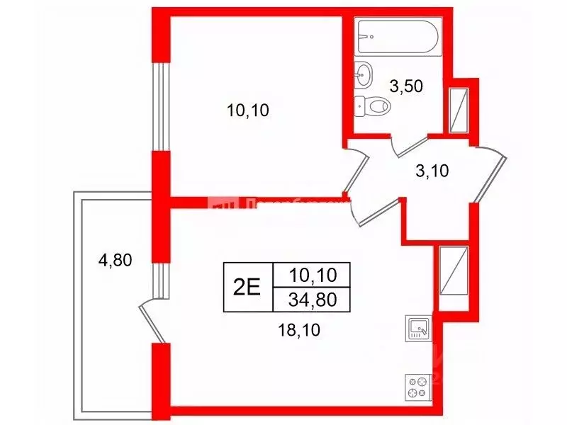 1-к кв. Санкт-Петербург ул. Плесецкая, 20к1 (34.8 м) - Фото 1