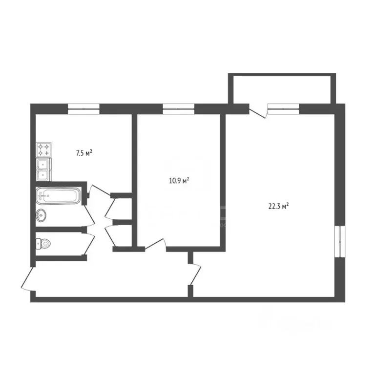 2-к кв. Санкт-Петербург просп. Тореза, 100 (51.4 м) - Фото 1