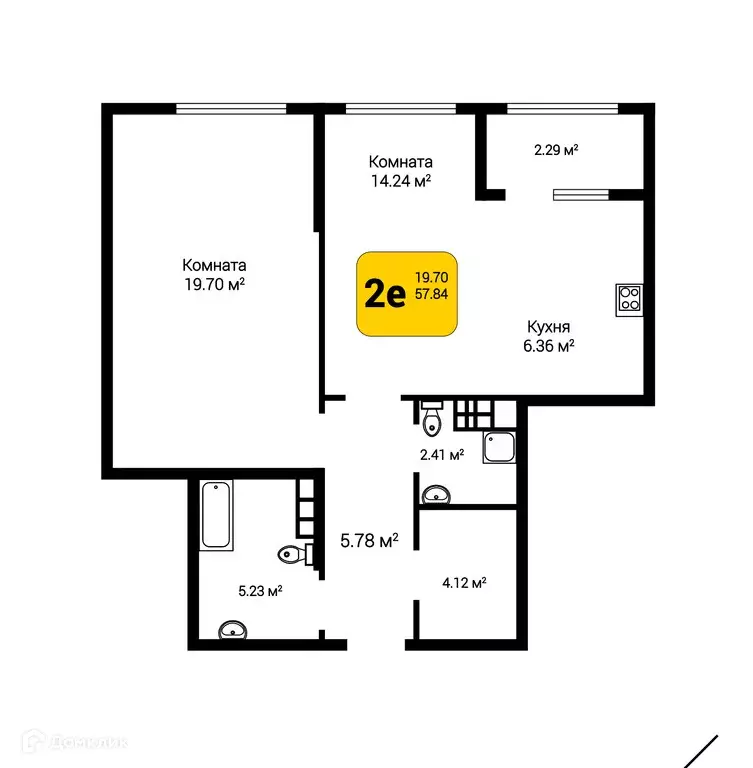Продаётся 2-к квартира, 58.95 м - Фото 0