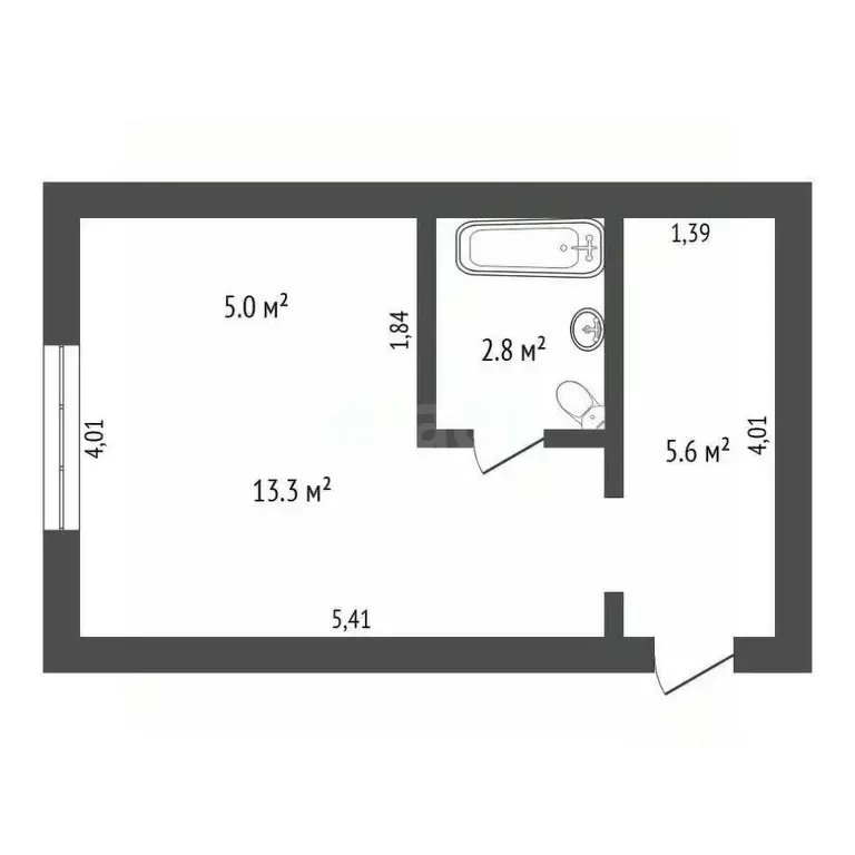 Студия Амурская область, Благовещенск ул. Шимановского, 68/5 (28.3 м) - Фото 2