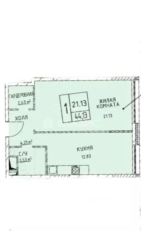 Квартира, 1 комната, 45 м - Фото 2