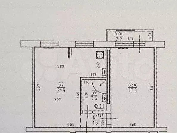 2-к. квартира, 45,4 м, 4/4 эт. - Фото 0