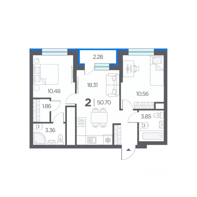 2-к кв. Рязанская область, Рязанский район, Дядьковское с/пос, с. ... - Фото 1