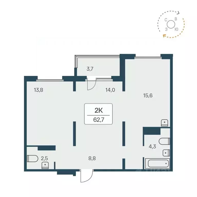 2-к кв. Новосибирская область, Новосибирск Кедровая ул., 80/1 (62.7 м) - Фото 0