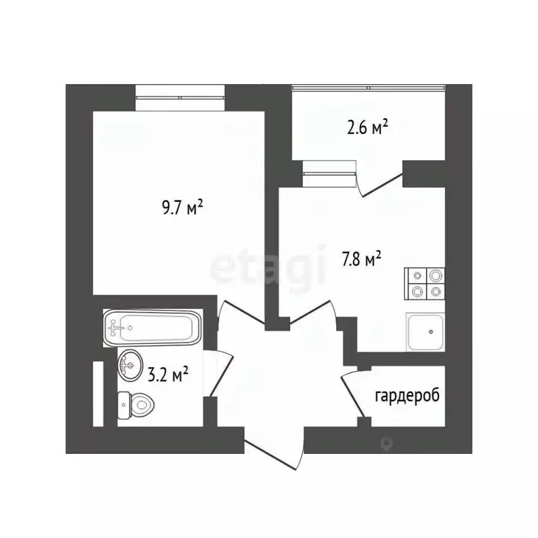 1-к кв. Тюменская область, Тюмень ул. Тимофея Чаркова, 69к2 (26.3 м) - Фото 2