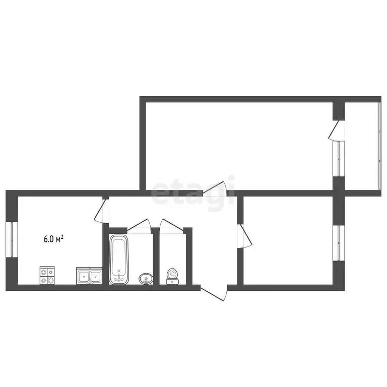 2-комнатная квартира: Выкса, Юбилейный микрорайон, 3 (42.2 м) - Фото 0