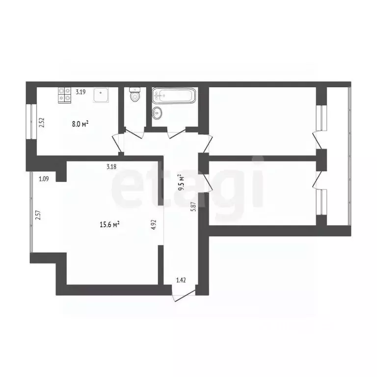 3-к кв. Тюменская область, Тюмень ул. Карла Маркса, 110А (63.4 м) - Фото 2