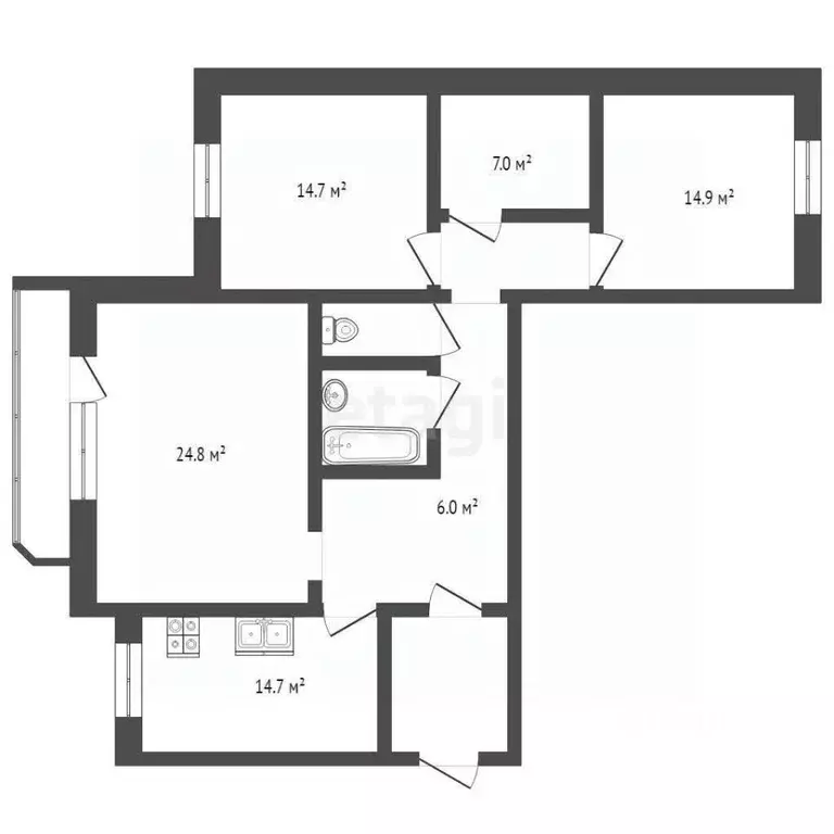 4-к кв. Тюменская область, Тюмень ул. Семакова, 21 (102.4 м) - Фото 2