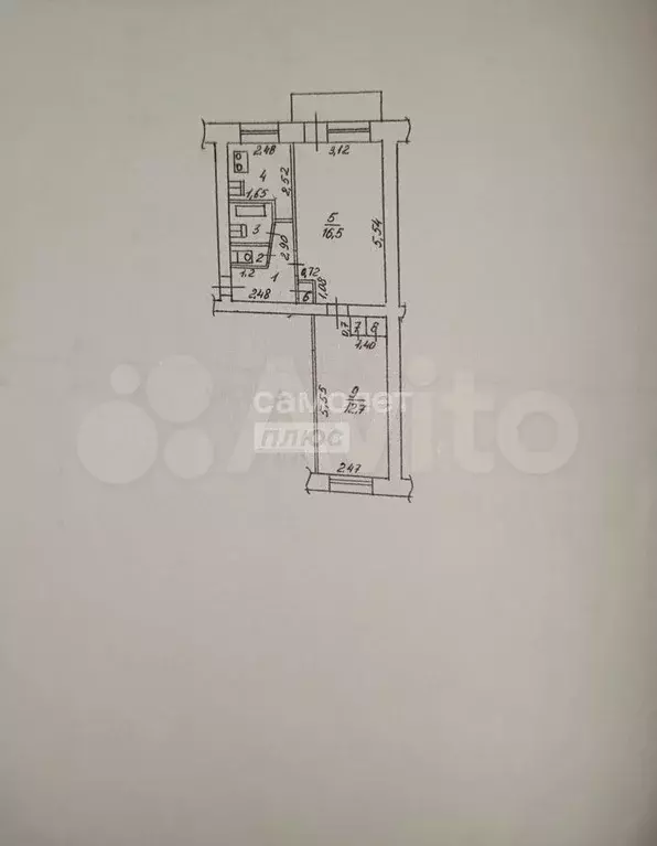2-к. квартира, 44,4 м, 2/5 эт. - Фото 0