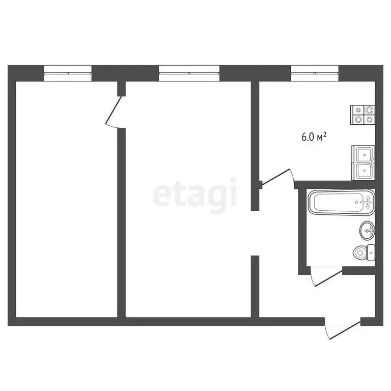 2-комнатная квартира: Воскресенск, Колыберевская улица, 4 (46 м) - Фото 0