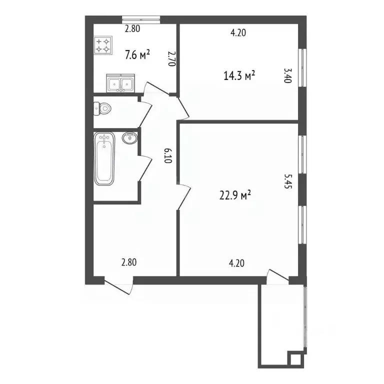 2-к кв. Ленинградская область, Всеволожский район, Кузьмоловский пгт ... - Фото 2