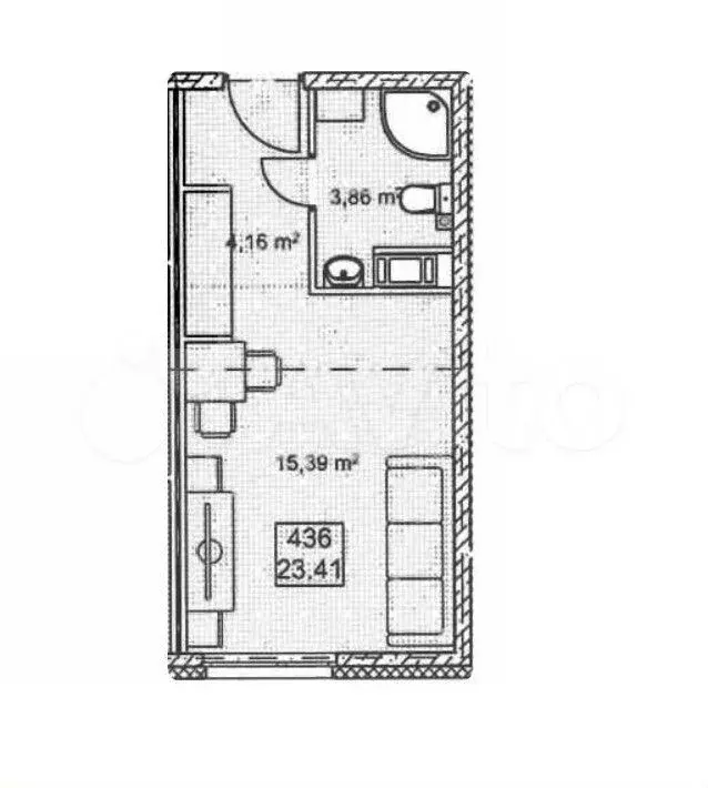 Апартаменты-студия, 23,6 м, 6/21 эт. - Фото 0