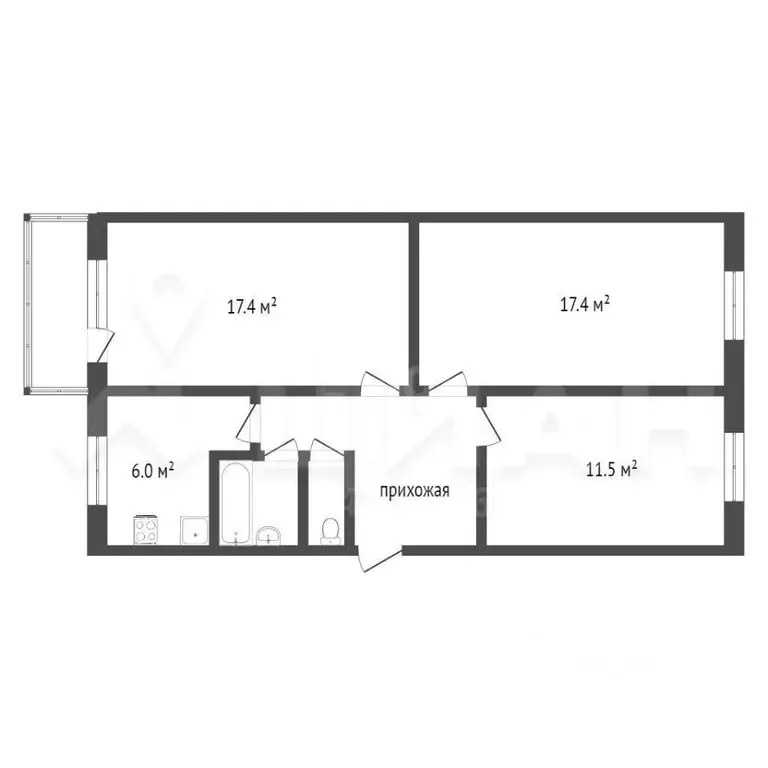 3-к кв. Башкортостан, Стерлитамак ул. Худайбердина, 200 (65.8 м) - Фото 1