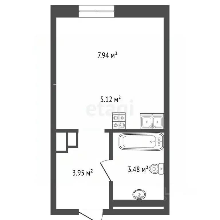 Студия Тюменская область, Тюмень ул. Первооткрывателей, 2 (18.0 м) - Фото 2