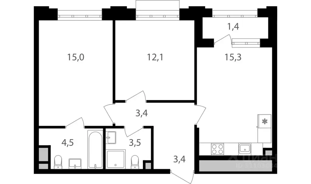 2-к кв. Москва Михалковская ул., 48 (58.6 м) - Фото 1