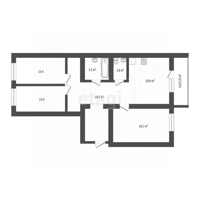 3-к кв. Тюменская область, Тюмень ул. Бирюзова, 6Б (100.8 м) - Фото 1