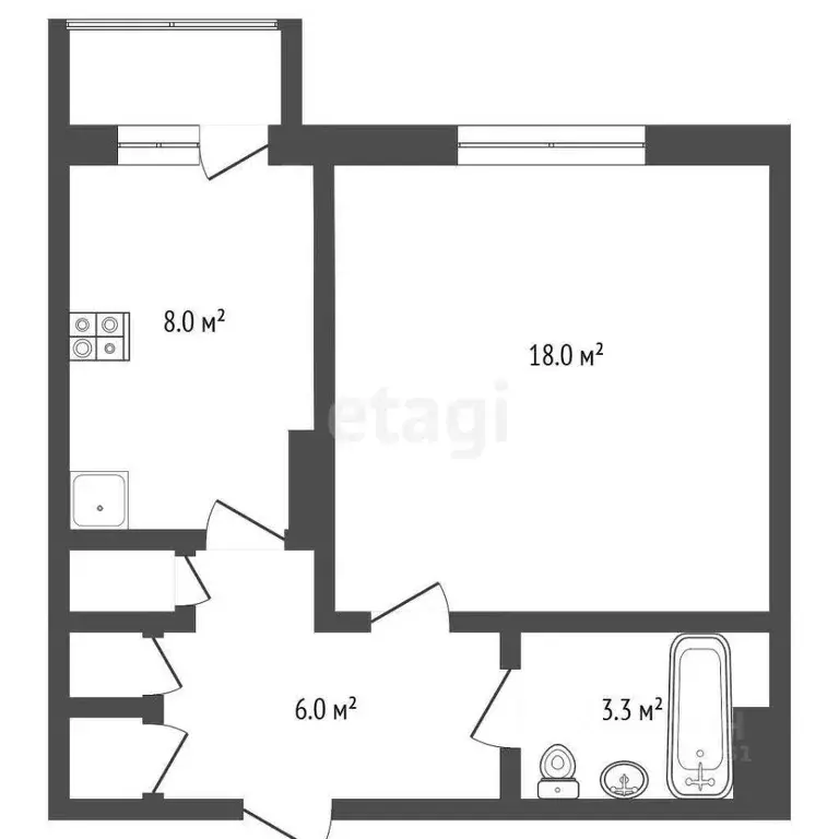 1-к кв. Ямало-Ненецкий АО, Новый Уренгой Восточный мкр, 6/6 (37.2 м) - Фото 1