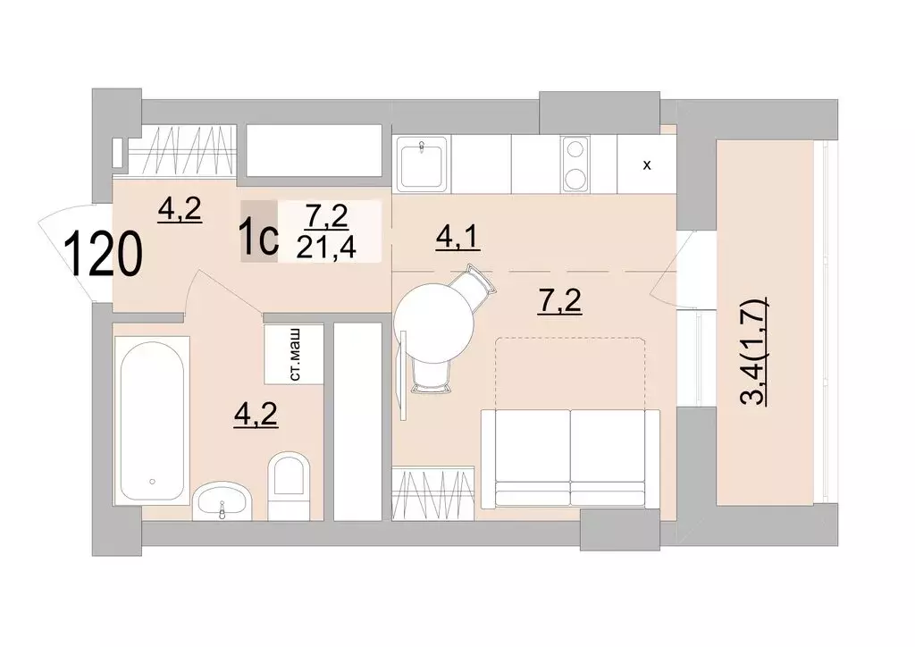 Квартира-студия: Екатеринбург, Черкасская улица, 5к3 (21.4 м) - Фото 0
