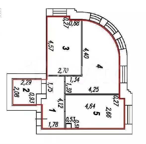 2-к. квартира, 51,7 м, 5/9 эт. - Фото 0