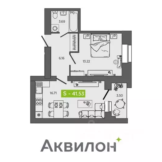 1-к кв. Архангельская область, Северодвинск Квартал № 100 жилой ... - Фото 0