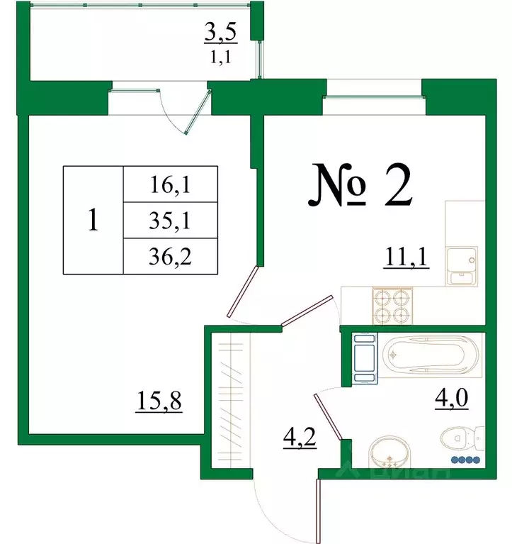 1-к кв. Ленинградская область, Гатчина Красносельское ш., 4А (36.2 м) - Фото 1