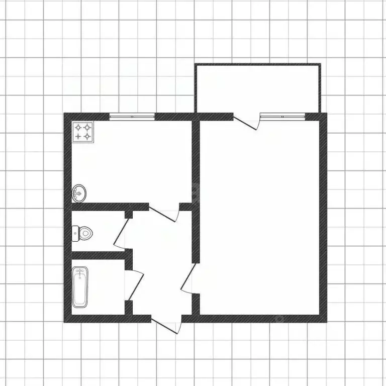 1-к кв. Белгородская область, Белгород Молодежная ул., 16в (34.0 м) - Фото 1