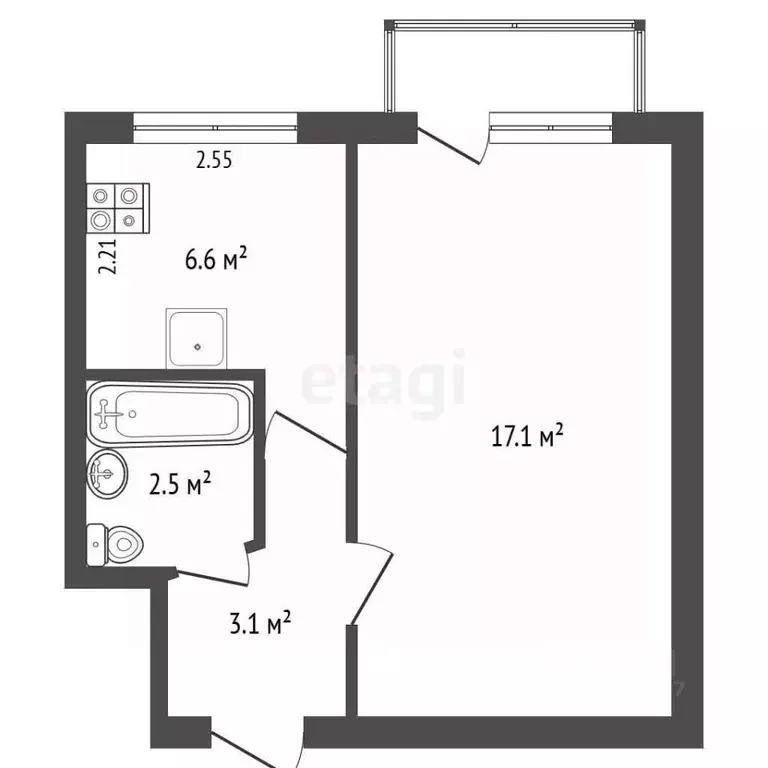 1-к кв. Севастополь ул. Горпищенко, 29 (29.3 м) - Фото 2