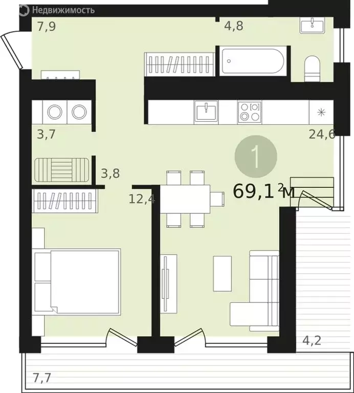 1-комнатная квартира: Новосибирск, улица Аэропорт, 23 (69.14 м) - Фото 0