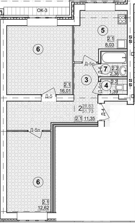 2-к. квартира, 54 м, 4/4 эт. - Фото 0