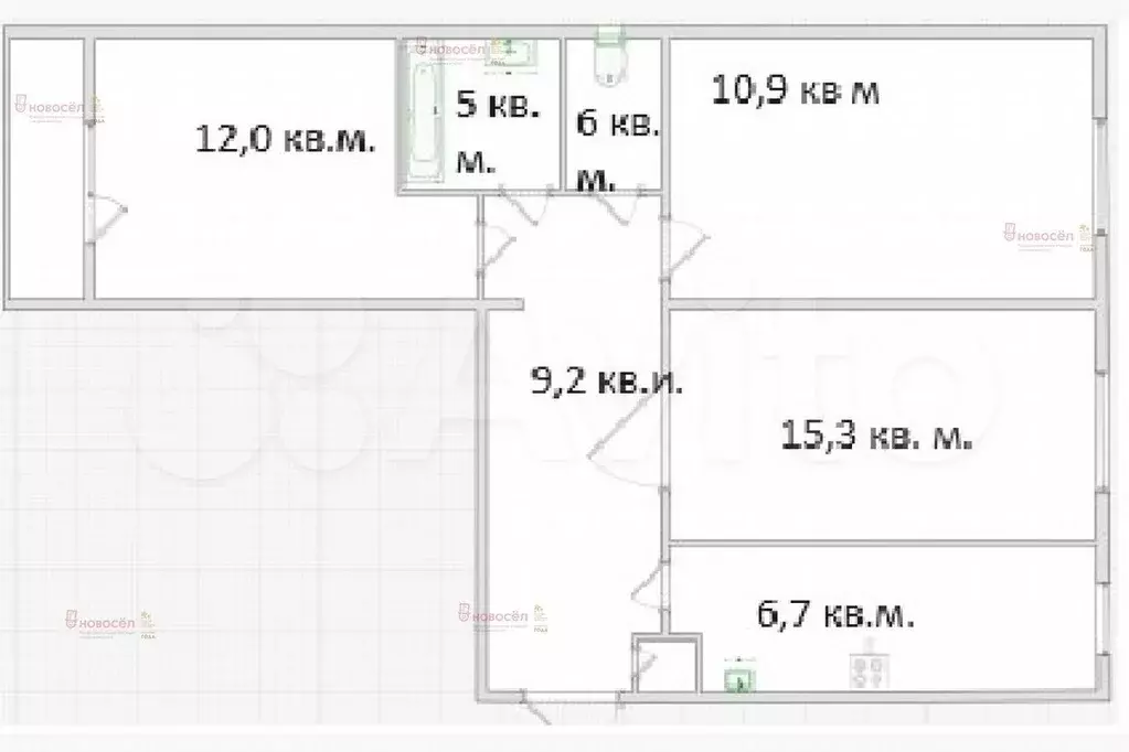 3-к. квартира, 58 м, 4/9 эт. - Фото 0